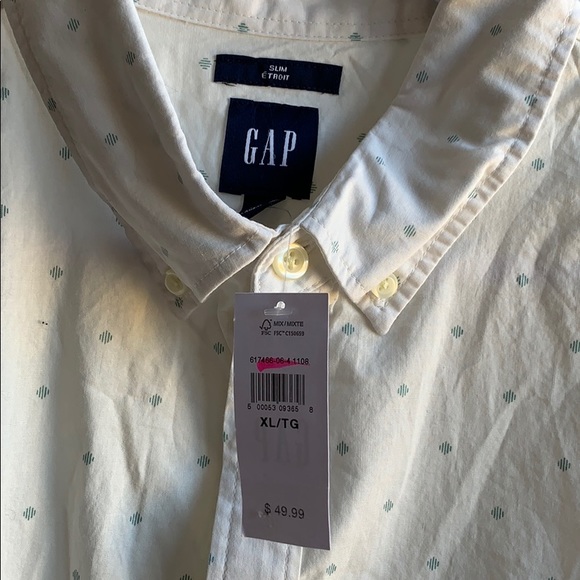 Gap Button Down Shirt Green Diamond Pattern - Picture 3 of 9